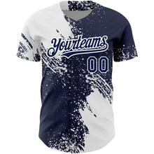 Load image into Gallery viewer, Custom Navy White 3D Pattern Design Abstract Brush Stroke Authentic Baseball Jersey
