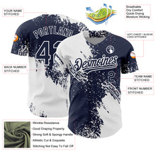 Load image into Gallery viewer, Custom Navy White 3D Pattern Design Abstract Brush Stroke Authentic Baseball Jersey
