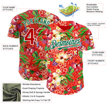 Load image into Gallery viewer, Custom Red Kelly Green-White 3D Pattern Design Northeast China Big Flower Authentic Baseball Jersey
