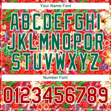 Load image into Gallery viewer, Custom Red Kelly Green-White 3D Pattern Design Northeast China Big Flower Authentic Baseball Jersey
