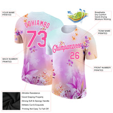 Load image into Gallery viewer, Custom Pink White 3D Pattern Design Flowers Performance T-Shirt
