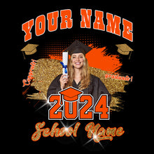 Load image into Gallery viewer, Custom Black Orange-White 3D Graduation Performance T-Shirt
