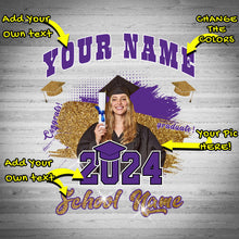 Load image into Gallery viewer, Custom Black Purple-White 3D Graduation Performance T-Shirt
