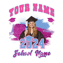 Load image into Gallery viewer, Custom White Pink-Light Blue 3D Graduation Performance T-Shirt
