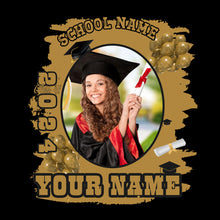 Load image into Gallery viewer, Custom Black Old Gold 3D Graduation Performance T-Shirt

