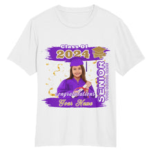 Load image into Gallery viewer, Custom White Purple-Old Gold 3D Graduation Performance T-Shirt
