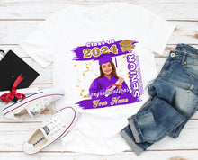 Load image into Gallery viewer, Custom White Purple-Old Gold 3D Graduation Performance T-Shirt
