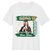 Load image into Gallery viewer, Custom White Kelly Green-Old Gold 3D Graduation Performance T-Shirt
