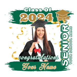 Custom White Kelly Green-Old Gold 3D Graduation Performance T-Shirt