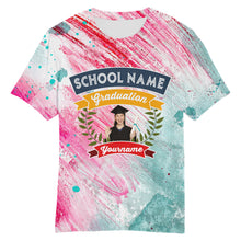 Load image into Gallery viewer, Custom Pink White 3D Graduation Performance T-Shirt
