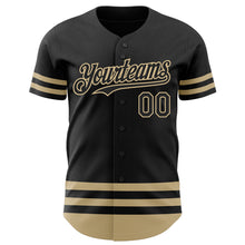 Load image into Gallery viewer, Custom Black Vegas Gold Line Authentic Baseball Jersey
