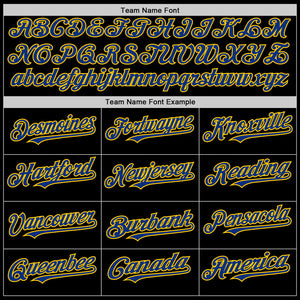 Custom Black Royal-Yellow Line Authentic Baseball Jersey