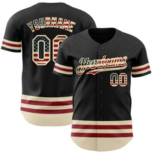 Load image into Gallery viewer, Custom Black Vintage USA Flag-Cream Line Authentic Baseball Jersey
