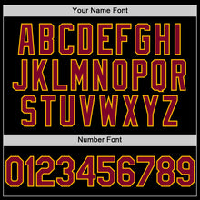 Load image into Gallery viewer, Custom Black Maroon-Gold Line Authentic Baseball Jersey
