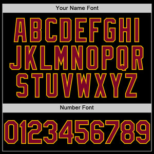 Custom Black Maroon-Gold Line Authentic Baseball Jersey