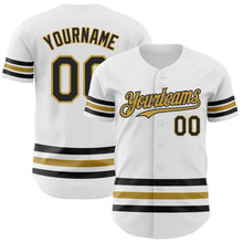 Load image into Gallery viewer, Custom White Black-Old Gold Line Authentic Baseball Jersey
