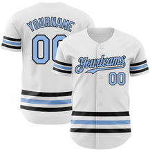 Load image into Gallery viewer, Custom White Light Blue-Black Line Authentic Baseball Jersey
