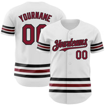 Load image into Gallery viewer, Custom White Crimson-Black Line Authentic Baseball Jersey
