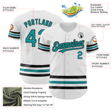Load image into Gallery viewer, Custom White Teal-Black Line Authentic Baseball Jersey
