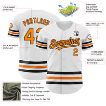 Load image into Gallery viewer, Custom White Bay Orange-Black Line Authentic Baseball Jersey
