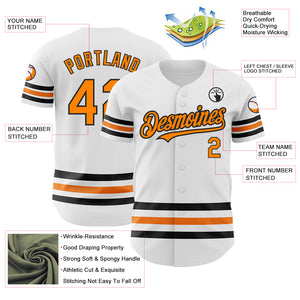 Custom White Bay Orange-Black Line Authentic Baseball Jersey