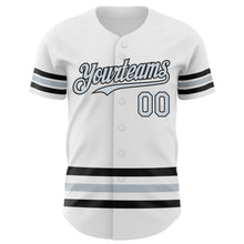 Load image into Gallery viewer, Custom White Silver-Black Line Authentic Baseball Jersey
