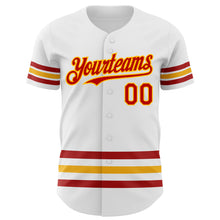 Load image into Gallery viewer, Custom White Red-Gold Line Authentic Baseball Jersey
