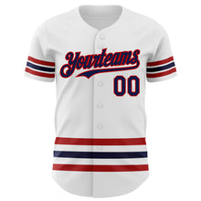 Load image into Gallery viewer, Custom White Navy-Red Line Authentic Baseball Jersey
