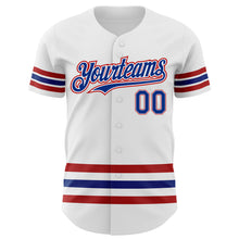 Load image into Gallery viewer, Custom White Royal-Red Line Authentic Baseball Jersey
