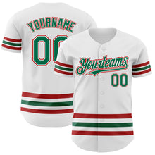 Load image into Gallery viewer, Custom White Kelly Green-Red Line Authentic Baseball Jersey
