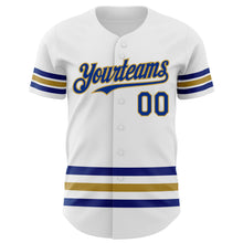 Load image into Gallery viewer, Custom White Royal-Old Gold Line Authentic Baseball Jersey
