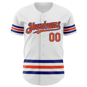 Custom White Orange-Royal Line Authentic Baseball Jersey