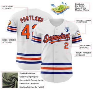 Custom White Orange-Royal Line Authentic Baseball Jersey