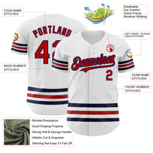 Load image into Gallery viewer, Custom White Red-Navy Line Authentic Baseball Jersey
