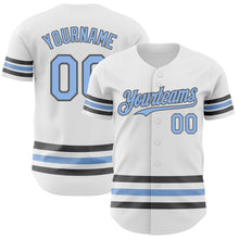Load image into Gallery viewer, Custom White Light Blue-Steel Gray Line Authentic Baseball Jersey
