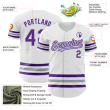 Load image into Gallery viewer, Custom White Purple-Gray Line Authentic Baseball Jersey
