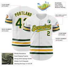 Load image into Gallery viewer, Custom White Green-Gold Line Authentic Baseball Jersey
