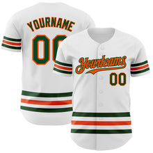 Load image into Gallery viewer, Custom White Green-Orange Line Authentic Baseball Jersey
