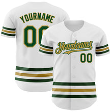Load image into Gallery viewer, Custom White Green-Old Gold Line Authentic Baseball Jersey
