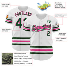 Load image into Gallery viewer, Custom White Green-Pink Line Authentic Baseball Jersey
