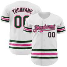 Load image into Gallery viewer, Custom White Green-Pink Line Authentic Baseball Jersey
