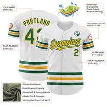 Load image into Gallery viewer, Custom White Kelly Green-Gold Line Authentic Baseball Jersey
