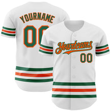 Load image into Gallery viewer, Custom White Kelly Green-Orange Line Authentic Baseball Jersey
