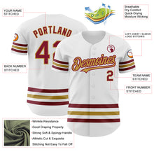 Load image into Gallery viewer, Custom White Crimson-Old Gold Line Authentic Baseball Jersey
