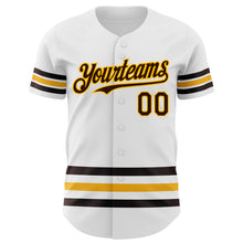Load image into Gallery viewer, Custom White Brown-Gold Line Authentic Baseball Jersey
