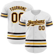 Load image into Gallery viewer, Custom White Brown-Gold Line Authentic Baseball Jersey
