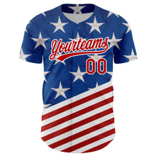 Load image into Gallery viewer, Custom Royal Red-White 3D American Flag Patriotic Authentic Baseball Jersey
