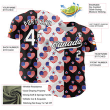 Load image into Gallery viewer, Custom Black Royal-Red 3D American Flag Patriotic Authentic Baseball Jersey
