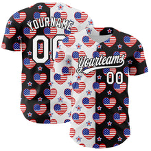 Load image into Gallery viewer, Custom Black Royal-Red 3D American Flag Patriotic Authentic Baseball Jersey
