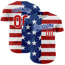 Load image into Gallery viewer, Custom White Red-Royal 3D American Flag Patriotic Authentic Baseball Jersey
